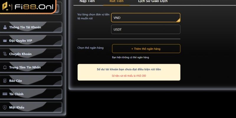Điều kiện trước khi rút tiền Fi88
